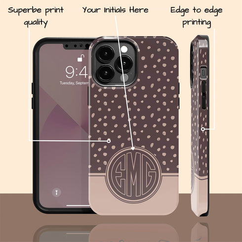 Spotted Dots Personalized Monogram iPhone Case